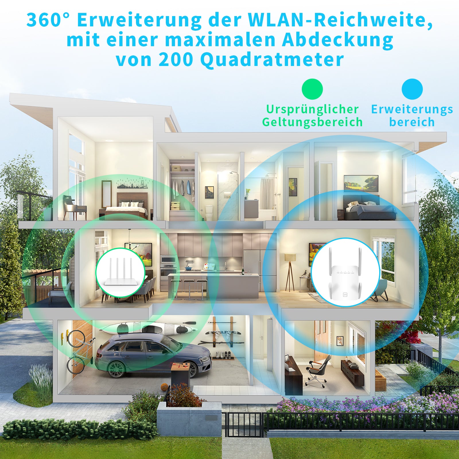 WR1200 Dual Band WiFi Extender | 2.4G & 5G Wireless Repeater | 300Mbps Signal Booster | Access Point (AP) Mode | WPS One-Touch Setup | RJ45 Port for TV/Console