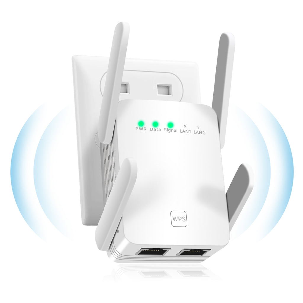 WR1200 Dual Band WiFi Extender | 2.4G & 5G Wireless Repeater | 300Mbps Signal Booster | Access Point (AP) Mode | WPS One-Touch Setup | RJ45 Port for TV/Console